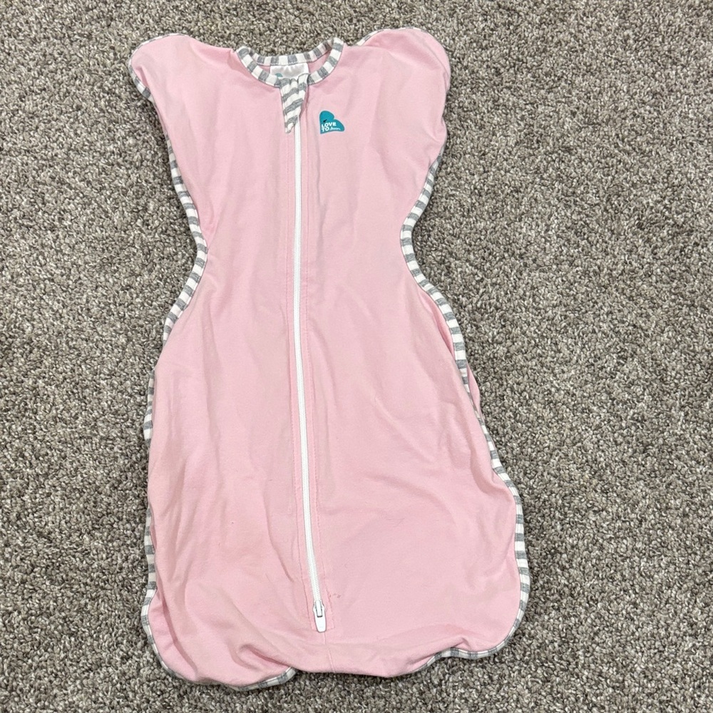 Love to Dream Cozy Pink Sleep Sack with Gray Stripes